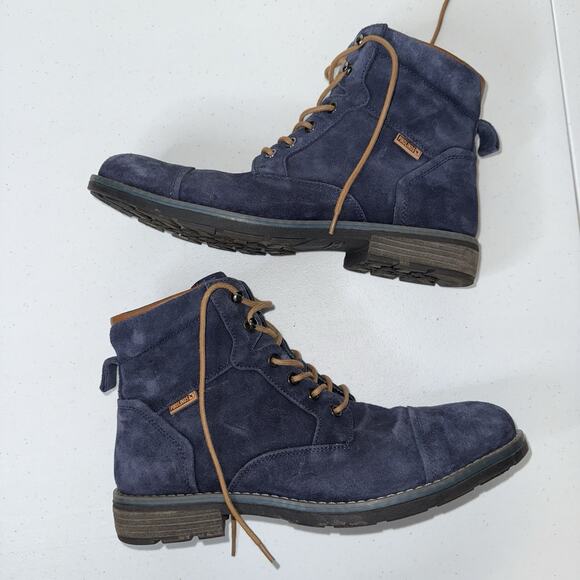 Pikolinos Men’s York Cap Toe Boots Blue Suede Leather Size 43 - Picture 2 of 8
